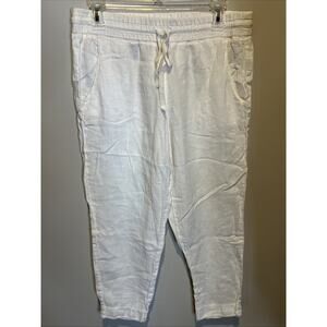 Belle Dahl White Capri Medium Linen Pant Natural organic Light